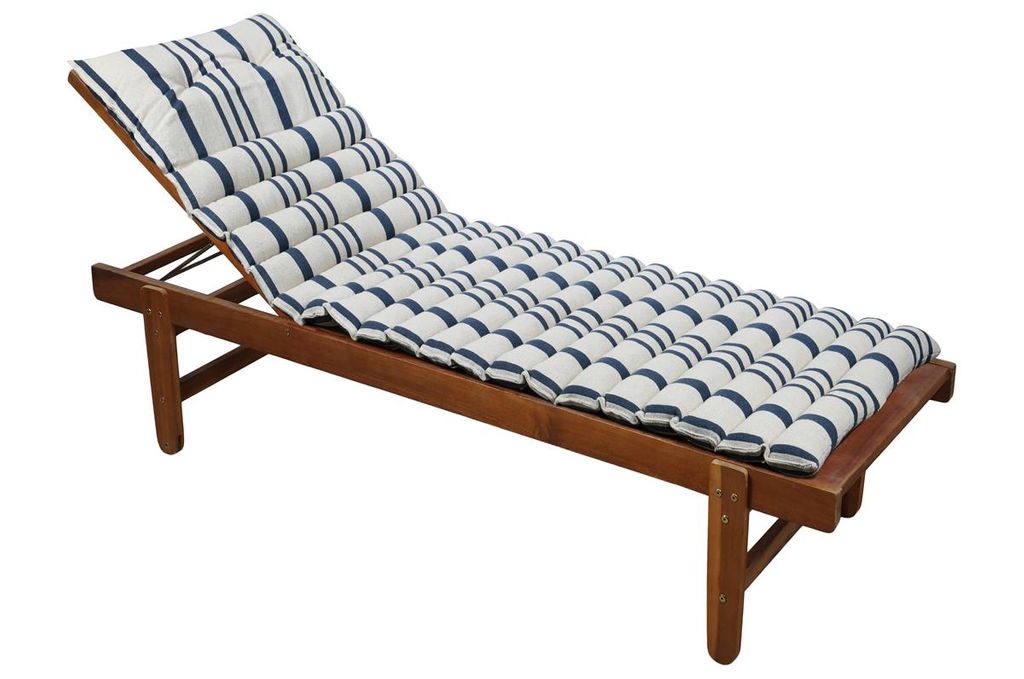 Matrac napozóágyhoz, csíkos, pamut, fehér - kék, 60x180 cm - MANDUEL - Butopêa akciós termékkép 1
