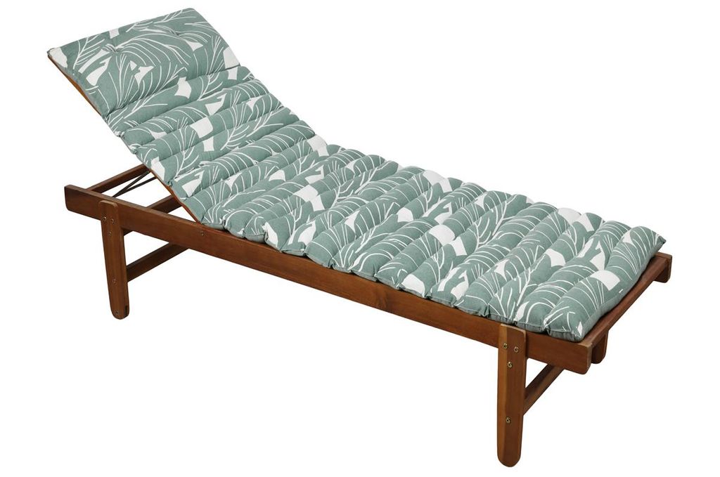 Matrac napozóágyhoz, levélmintás, pamut - poliészter, zöld - fehér, 60x180 cm - AKITA - Butopêa akciós termékkép 1
