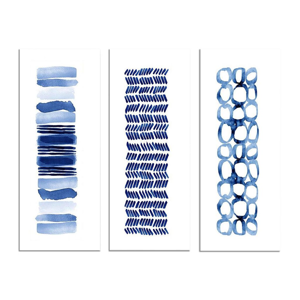 Absztrakt mintás falikép szett, 3 db, 20x50 cm, kék - BLUEMANIA - Butopêa