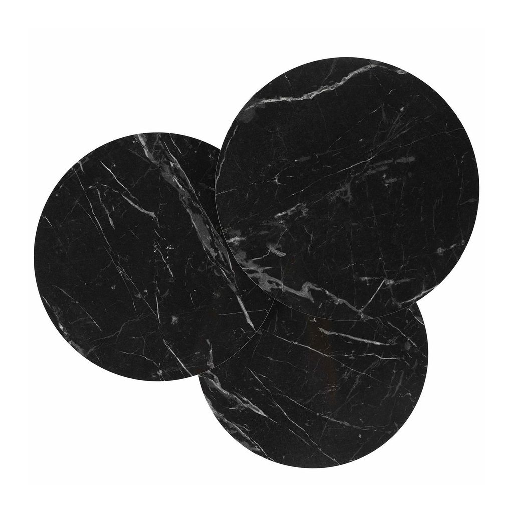 Márvány mintás asztalka szett, 3 db, fekete - marbre - butopêa
