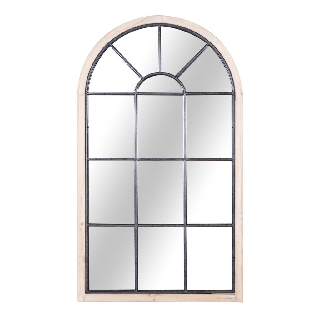Ablak alakú tükör, fa kerettel, barna - MANOIR - Butopêa