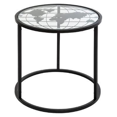 Asztalka szett, világtérkép mintázatú asztallappal, 2 db, fekete - terra - butopêa