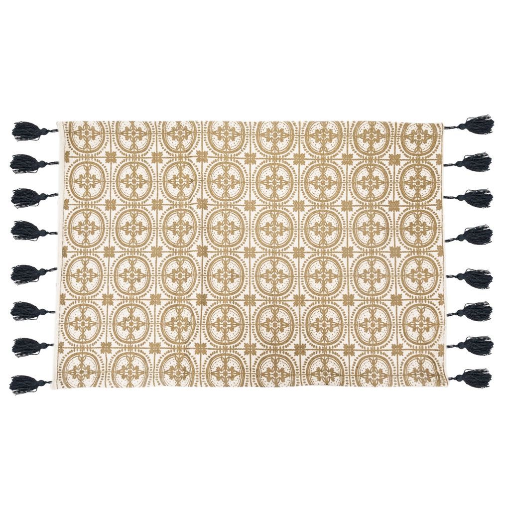 Arany mintás kétoldalas szőnyeg, rojtokkal, 60x90 cm, krémszínű - ALADIN - Butopêa