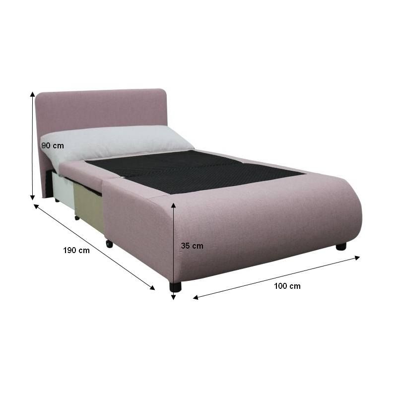 Fotelágy ágyneműtartóval, párnával, rózsaszín - kent - butopêa