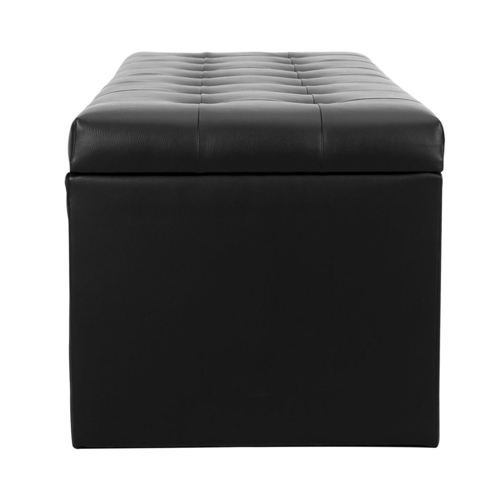 Ülőkés tároló pad, műbőr, 130 cm, fekete - MADISON - Butopêa